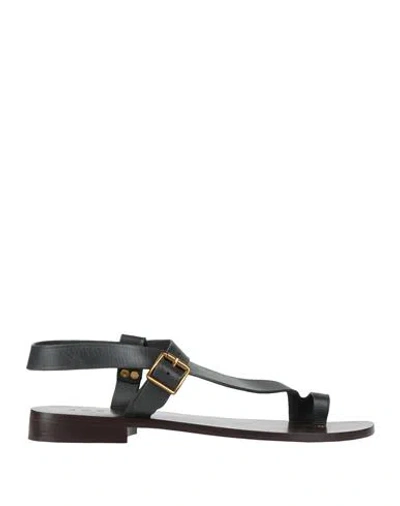 Soeur Woman Thong Sandal Charcoal Size 8 Leather In Black