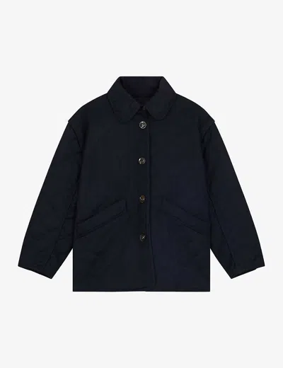 Soeur Womens Blue Riga Collared Wool-blend Jacket