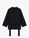 Soeur Tabata Belted Wool-blend Shirt In Blue