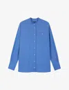 Soeur Womens Blue Vannes Stand-collar Buttoned-cuff Cotton Shirt In Blue