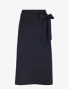 Soeur Womens Blue Versailles Belted Stretch-woven Midi Skirt In Blue