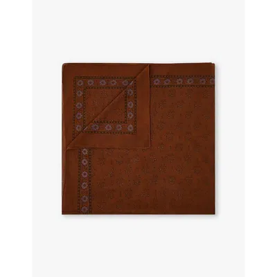 Soeur Classiq Floral-print Square Cotton Scarf In Brown