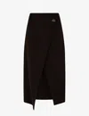 Soeur Womens Brown Wales Asymmetric Wool-blend Midi Skirt In Brown