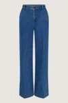 Soeur Womens Blue California Wide Flared-leg High-rise Jeans In Blue