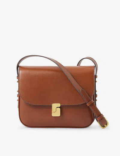 Soeur Womens Hazelnut Belissima Maxi Leather Cross-body Bag