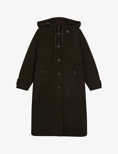 Soeur Raoul Hooded Wool-blend Coat In Khaki/brown