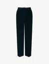 Soeur Womens Slate Blue Slip-pocket Pleated Straight-leg Mid-rise Cotton Trousers In Slate Blue