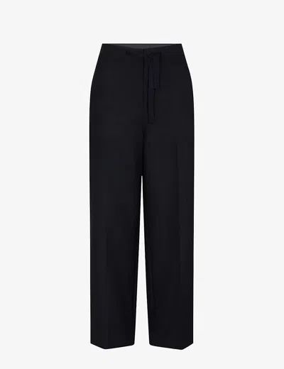 Soeur Sarajevo Straight-leg Mid-rise Woven Trousers In Navy