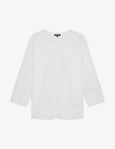 Soeur Wasabi Tiered-hem Cotton-poplin Top In White