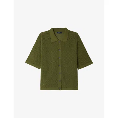 Soeur Womens Absinthe Davon Knitted Merino-wool Top In Green