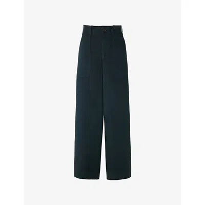 Soeur Womens  Darryl Straight-leg High-rise Cotton Trousers In Ardoise Foncee