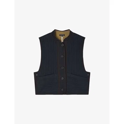 Soeur Womens Tomari Quilted Cotton-gabardine Jacket Ardoise Foncee In Blue