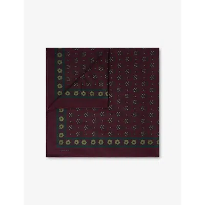 Soeur Womens Aubergine/vert Classique Floral-print Cotton-twill Scarf