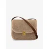 Soeur Bellissima Mini Fur And Leather Shoulder Bag In Brown