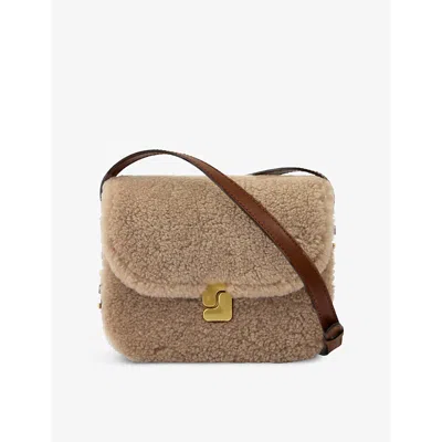 Soeur Womens  Bellissima Mini Shearling Shoulder Bag In Sable/noisette