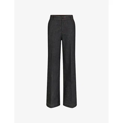 Soeur Womens Black California Wide-leg Stretch-denim Jeans