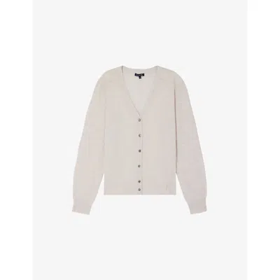 Soeur Womens Alyssa V-neck Merino-wool Cardigan Blanc Casse