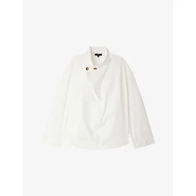 SOEUR WOMENS BLANC CASSE FELICITE TIE-BELT COTTON BLOUSE