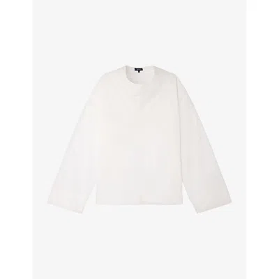 Soeur Womens Blanc Casse Fidji Cowl-neck Cotton Blouse In White