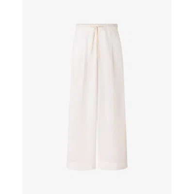 Soeur Womens Blanc Casse Hugues Straight-leg Mid-rise Cotton-poplin Trousers In White