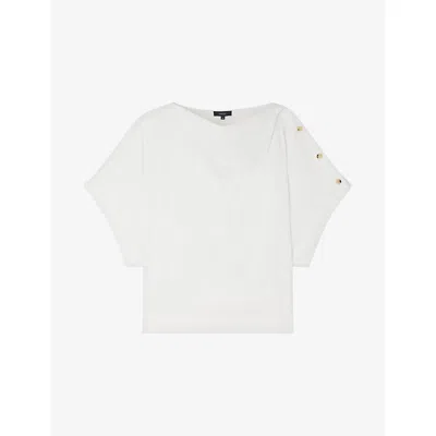 Soeur Womens Blanc Casse Issa Button-embellished Cotton Blouse In White