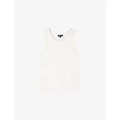 Soeur Womens Blanc Dolly Brand-embroidered Cotton Vest Top In White