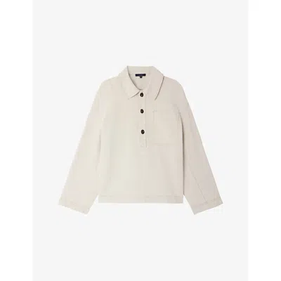 Soeur Womens Blanc Gres Austin Oversized-fit Denim Shirt