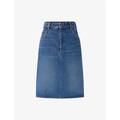 Soeur Womens  Elyne Mid-waist Denim Mini Skirt In Bleu