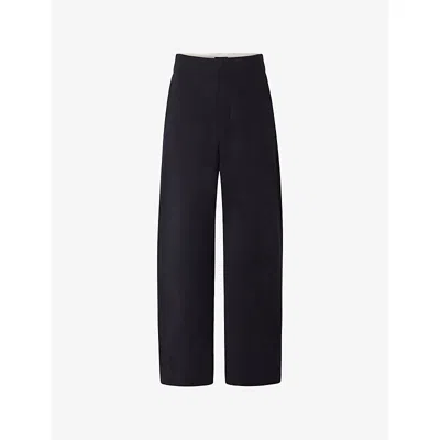 Soeur Womens Bleu Nuit Hawk Straight-leg High-rise Crepe Trousers In Black
