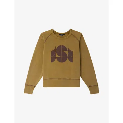 Soeur Womens Bronze Apollo Monogram-print Cotton-fleece Sweatshirt In Brown