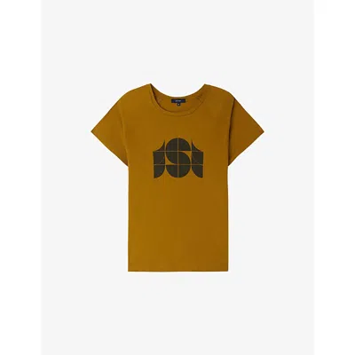 Soeur Womens Bronze Val Monogram-print Cotton-jersey T-shirt In Green