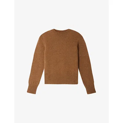 Soeur Womens Camel Gipsy Boat-neck Merino-wool Jumper In Brown