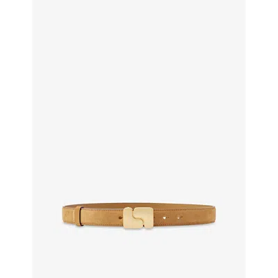 Soeur Womens  Ninon Logo-buckle Leather Belt In Camel/ocre