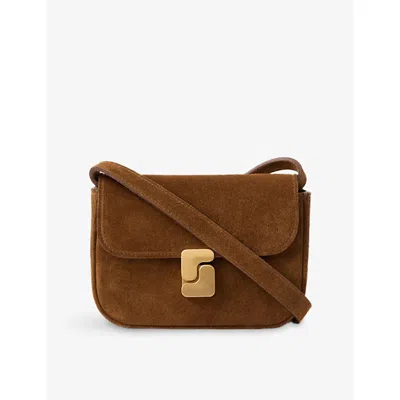 Soeur Womens Caramel Bell Very Mini Suede Shoulder Bag In Orange