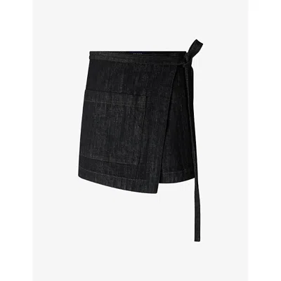 SOEUR WOMENS SOEUR ELOISE WRAP-FRONT DENIM MINI SKIRT