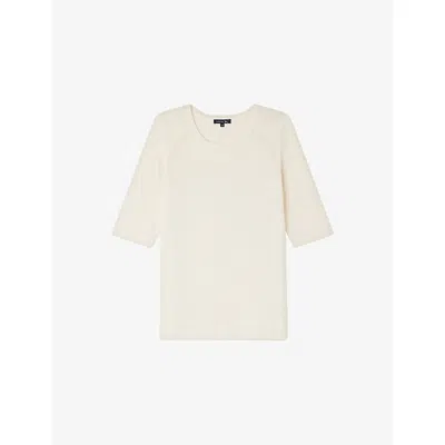 Soeur Womens Ecru Daphne Short-sleeved Knitted T-shirt