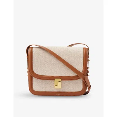 Soeur Womens Ecru/naturel Bellissima Maxi Canvas And Leather Cross Body Bag
