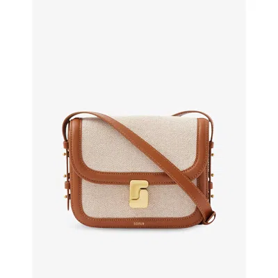 Soeur Womens Ecru/naturel Bellissima Mini Canvas And Leather Cross-body Bag