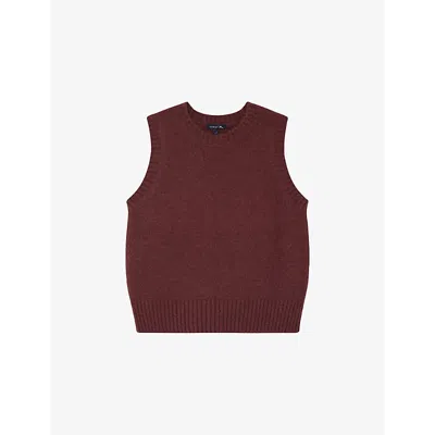 Soeur Womens Framboise Namaste Ribbed-collar Stretch-knitted Sweater Vest