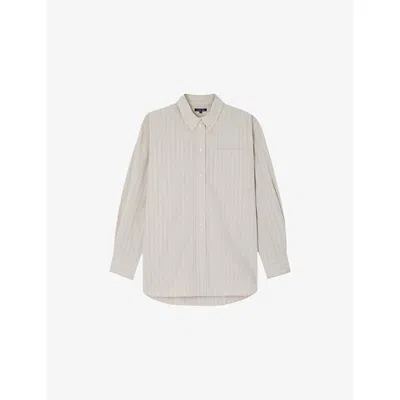 Soeur Womens  Carlotta Striped Cotton Shirt In Gris Clair/ecru