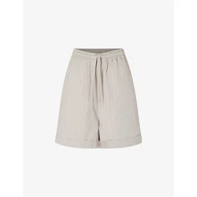 Soeur Womens Gris Clair/ecru Emeric Striped Cotton Shorts