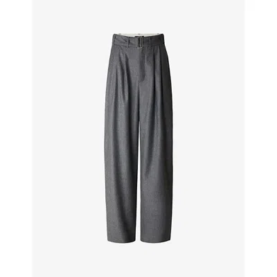 SOEUR WOMENS GRIS COLE WIDE-LEG HIGH-RISE WOOL-BLEND TROUSERS