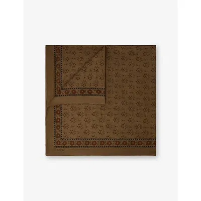 Soeur Womens Gris Marron Classique Square Silk Scarf