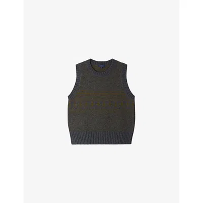 Soeur Womens Gris/olive Namaste Jacquard-pattern Merino-wool Vest In Gray