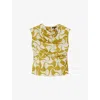 Soeur Womens  Eclat Graphic-print Cowl-neck Sleeveless Silk Blouse In Jaune Dore/beige
