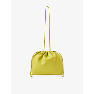 Soeur Womens Jaune Neon Suzette Drawstring Leather Shoulder Bag