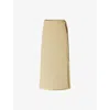 Soeur Womens Jaune Pale Daya Tie-belt Cotton And Linen-blend Midi Skirt In Jaune Pale