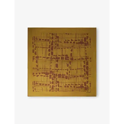 Soeur Womens Jaune Pale/noir Capucine Abstract-print Silk-twill Scarf