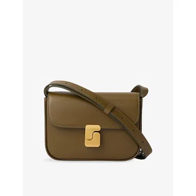 Soeur Womens Kaki Dore Bell Very Mini Leather Shoulder Bag In Green