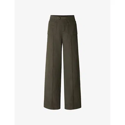 SOEUR WOMENS KAKI HAROLD STRAIGHT-LEG HIGH-RISE JEANS